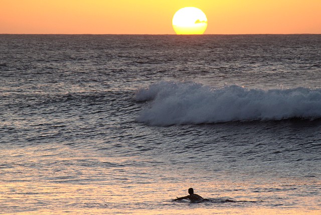 Sunset Surfing in Oahu